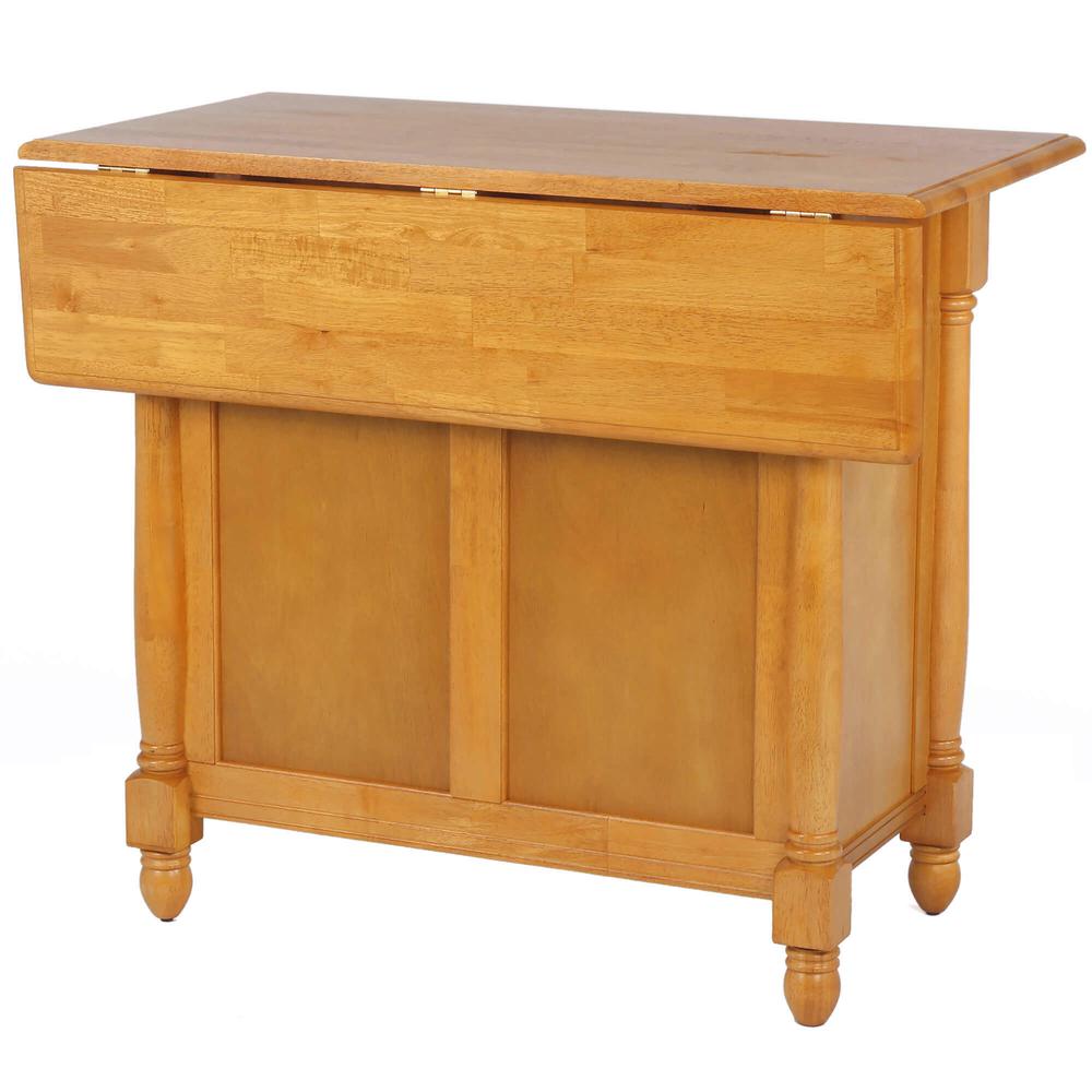 Light Oak Extendable Kitchen Island with Drop Leaf Top. Picture 5