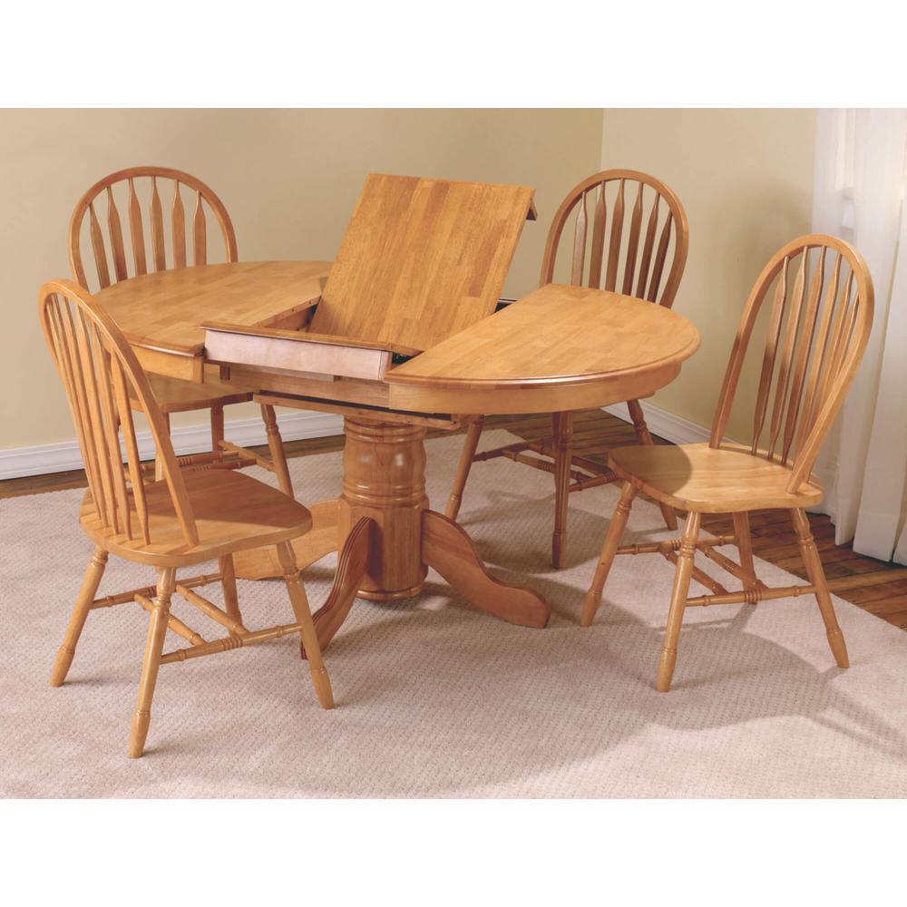 Oak Selections 5 Piece 66" Oval Extendable Pedestal Dining Set. Picture 1