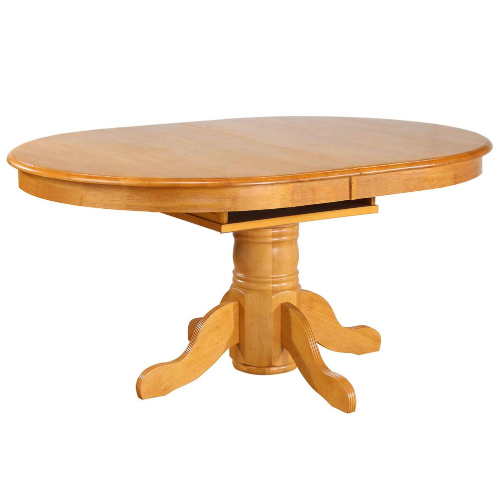 Oak Selections 5 Piece 66" Oval Extendable Pedestal Dining Set. Picture 4
