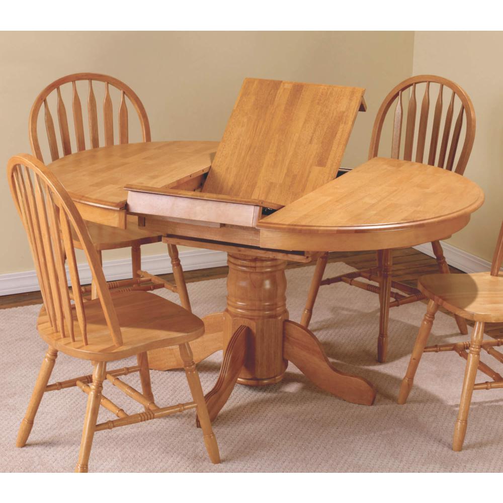 Oak Selections 66" Oval Pedestal Extendable Butterfly Leaf Dining Table. Picture 6