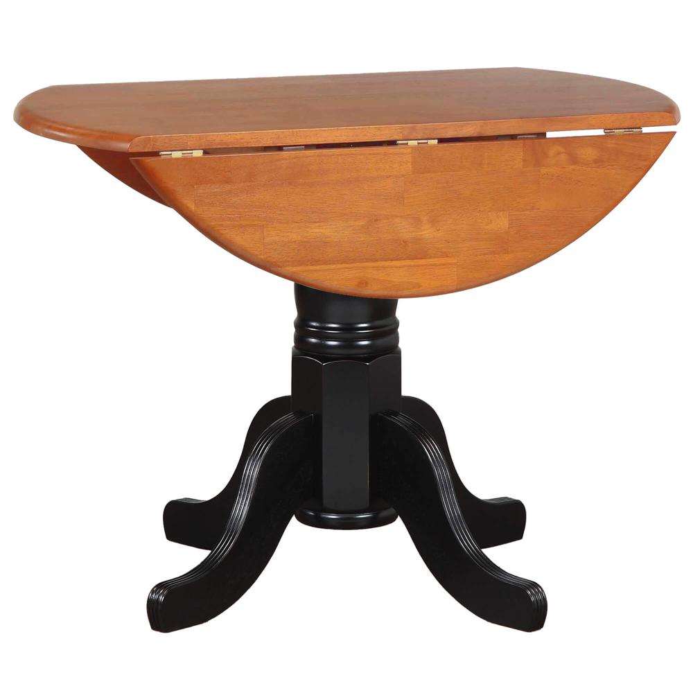 Black Cherry Selections 42" Round Extendable Drop Leaf Dining Table. Picture 3