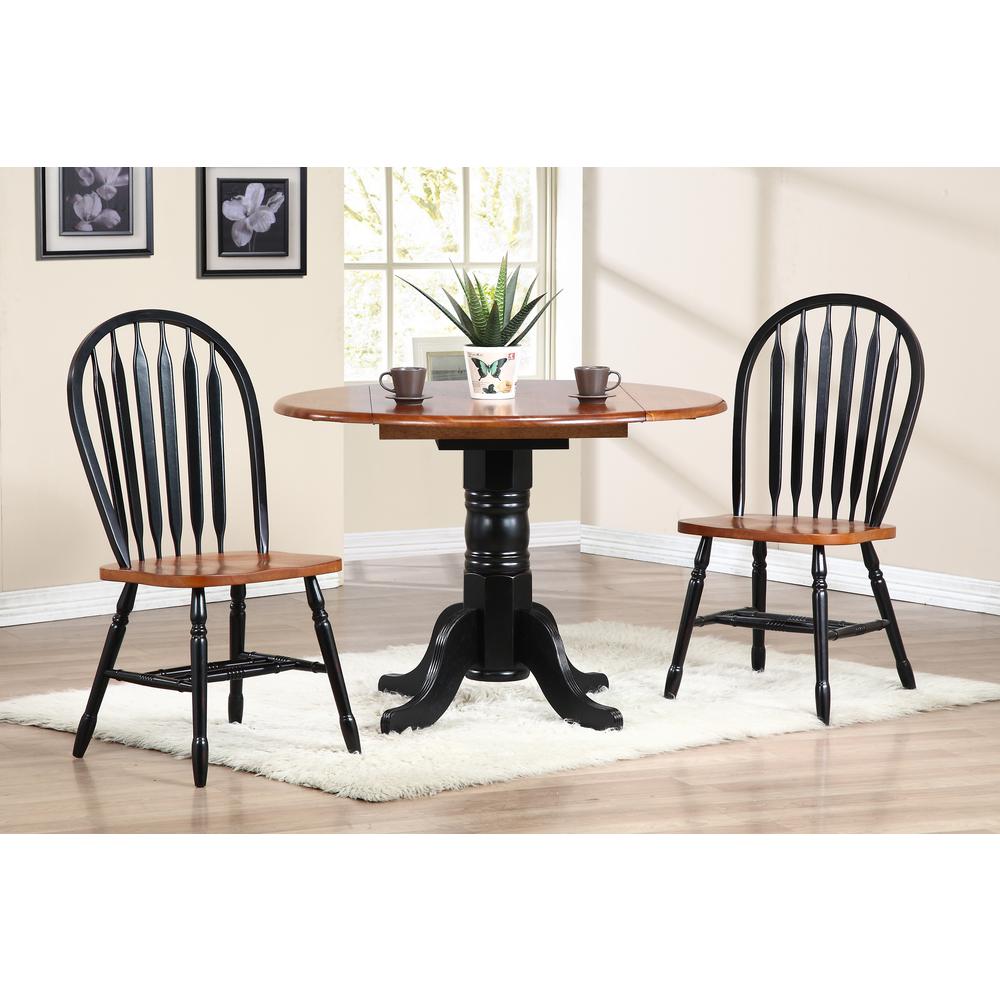 Black Cherry Selections 42" Round Extendable Drop Leaf Dining Table. Picture 5