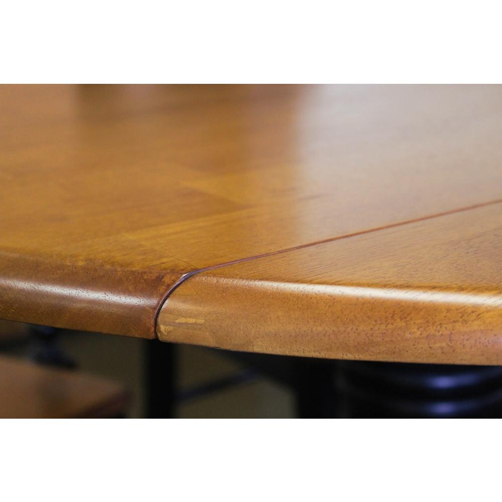 Black Cherry Selections 42" Round Extendable Drop Leaf Pub Table. Picture 3