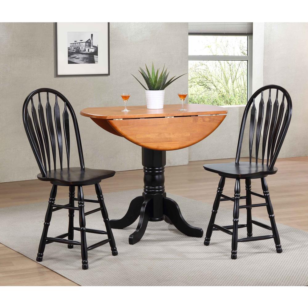 Black Cherry Selections 42" Round Extendable Drop Leaf Pub Table. Picture 4