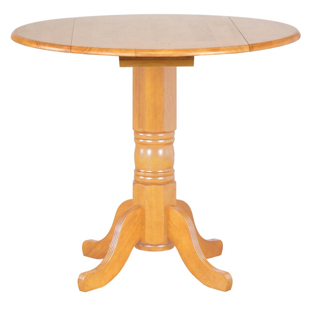 Oak Selections 42" Round Extendable Drop Leaf Pub Table. Picture 5