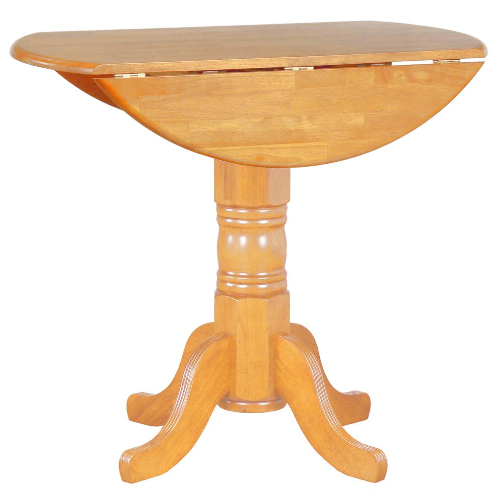 Oak Selections 42" Round Extendable Drop Leaf Pub Table. Picture 1