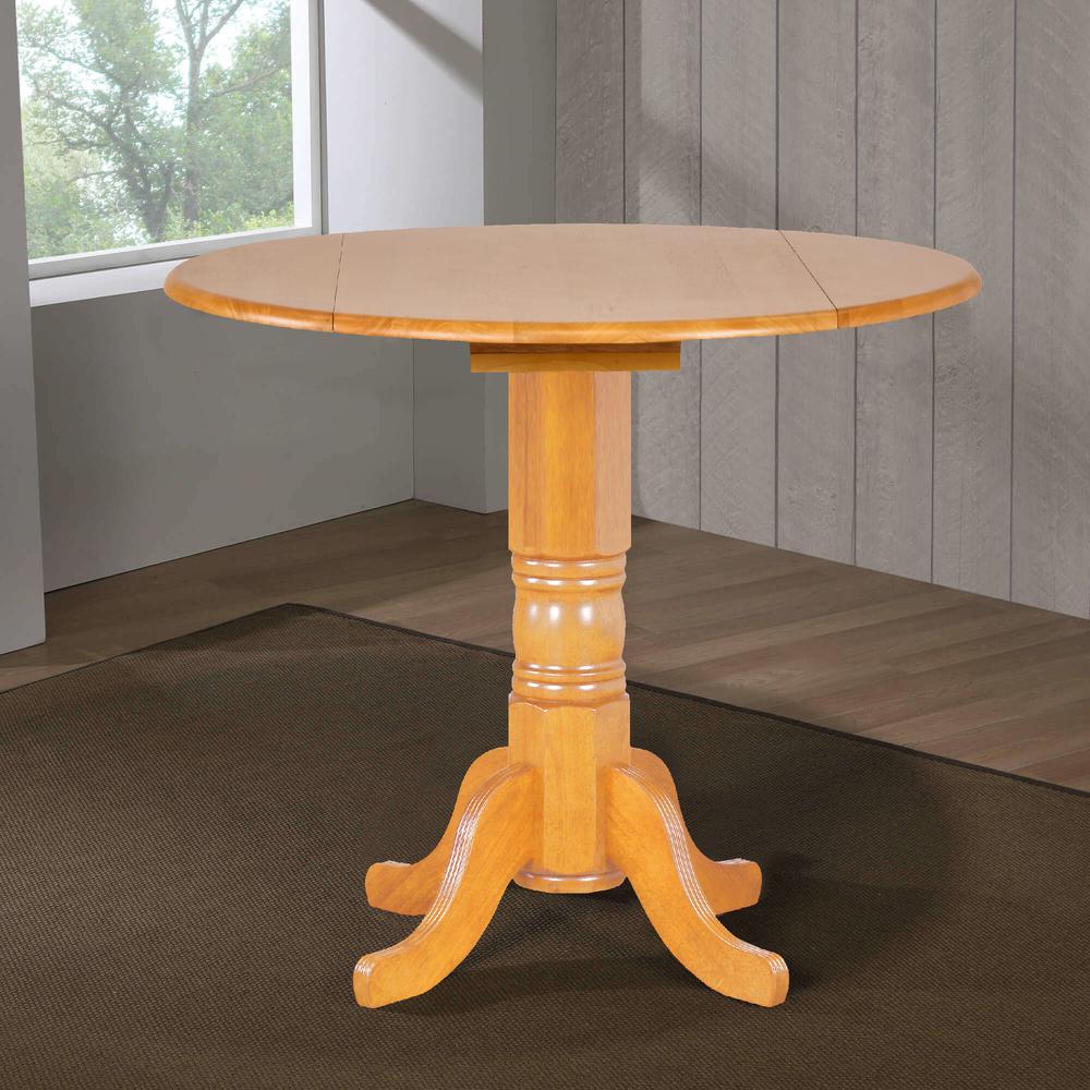 Oak Selections 42" Round Extendable Drop Leaf Pub Table. Picture 4
