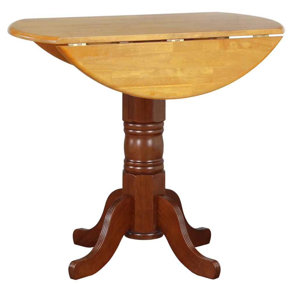 Oak Selections 42" Round Extendable Drop Leaf Pub Table. Picture 1