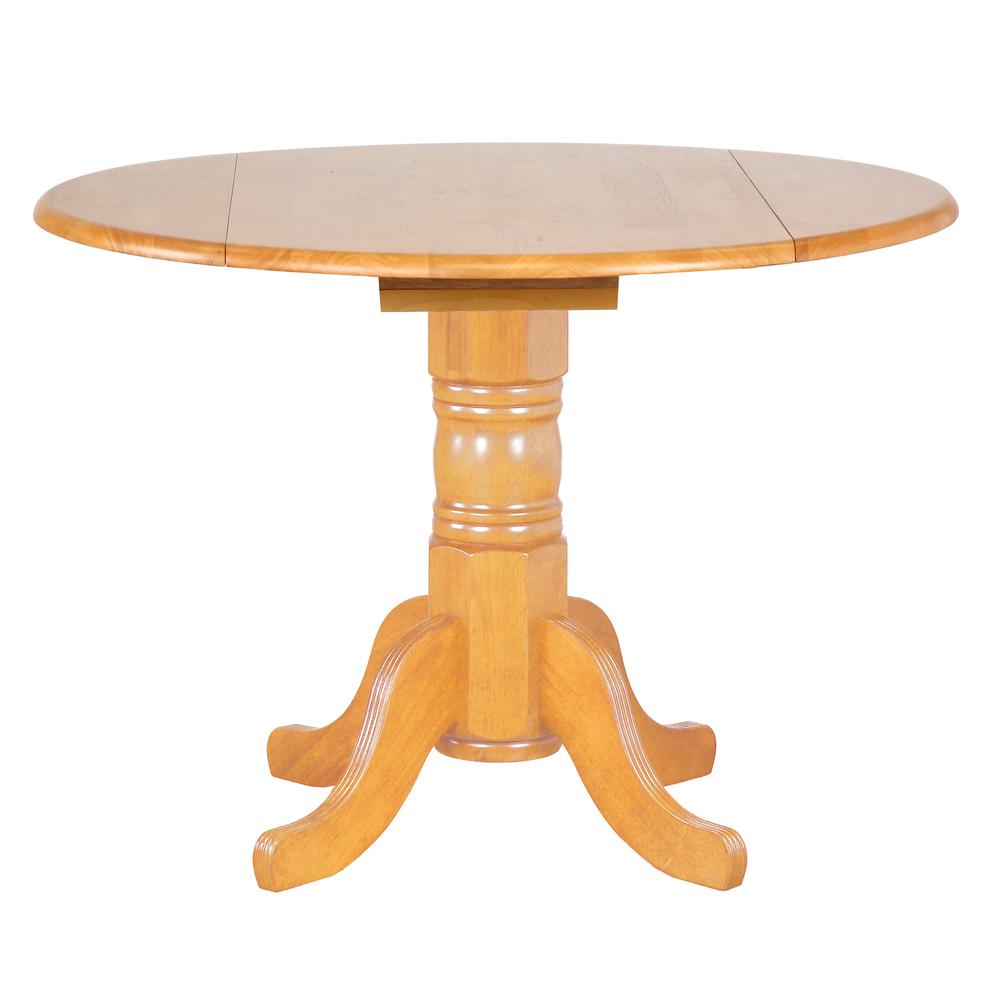 Oak Selections 42" Round Extendable Drop Leaf Dining Table. Picture 3