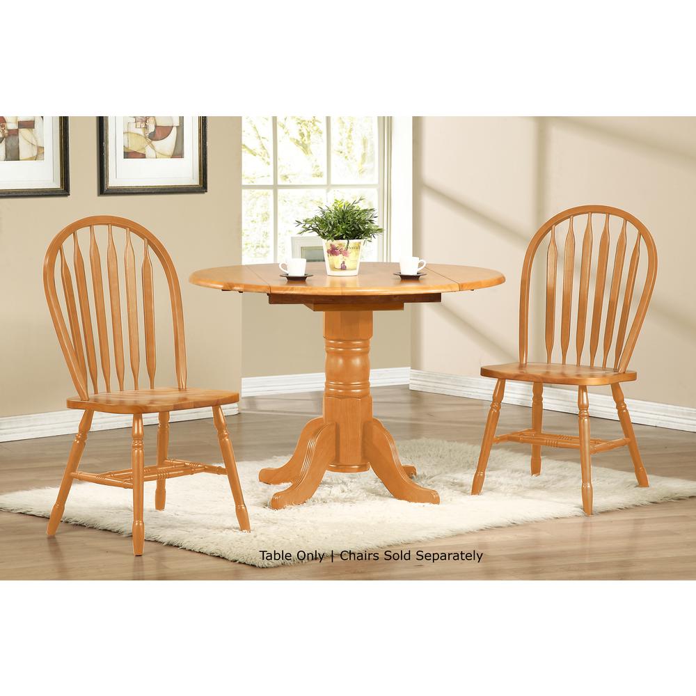 Oak Selections 42" Round Extendable Drop Leaf Dining Table. Picture 4