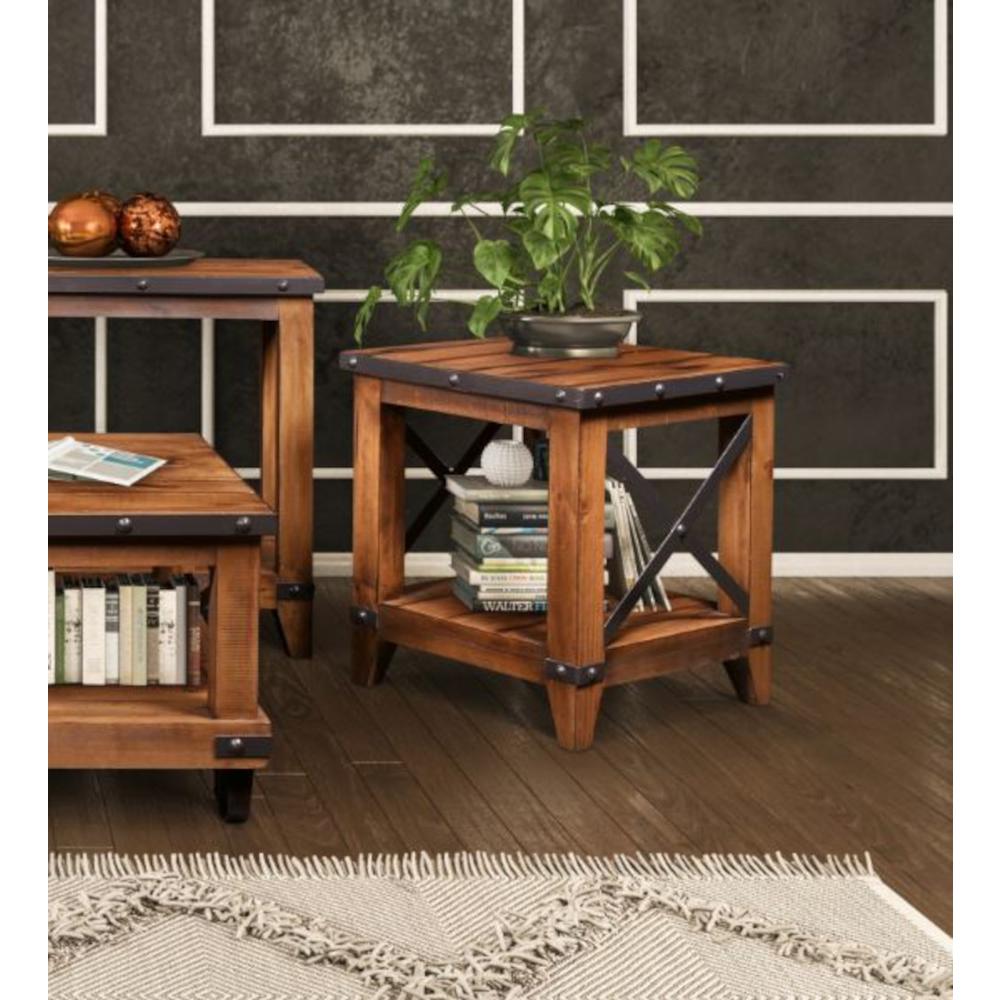 Rustic City End Table with Shelf. Picture 2
