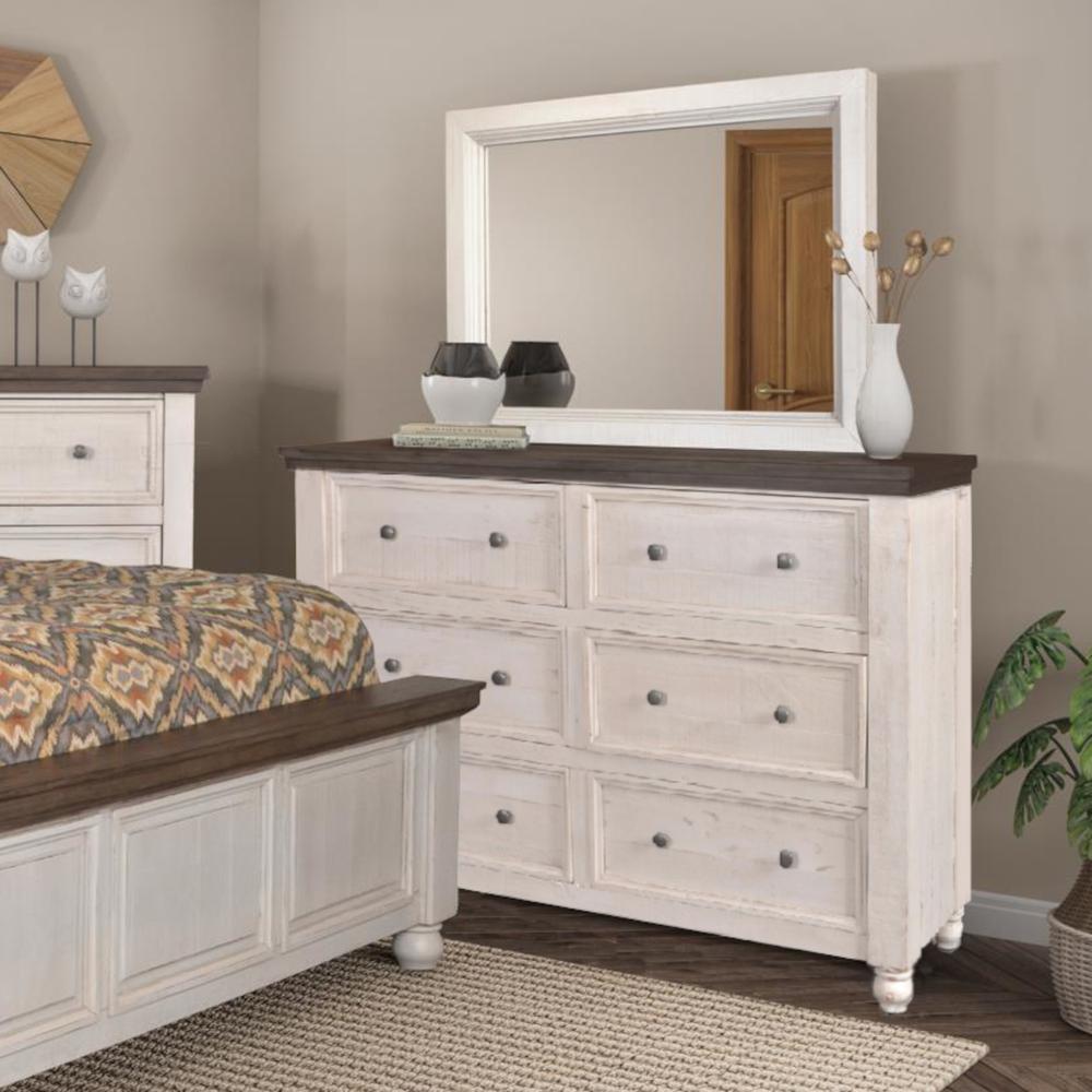 Rustic French 6 Drawer Double Dresser and Mirror Set. Picture 2