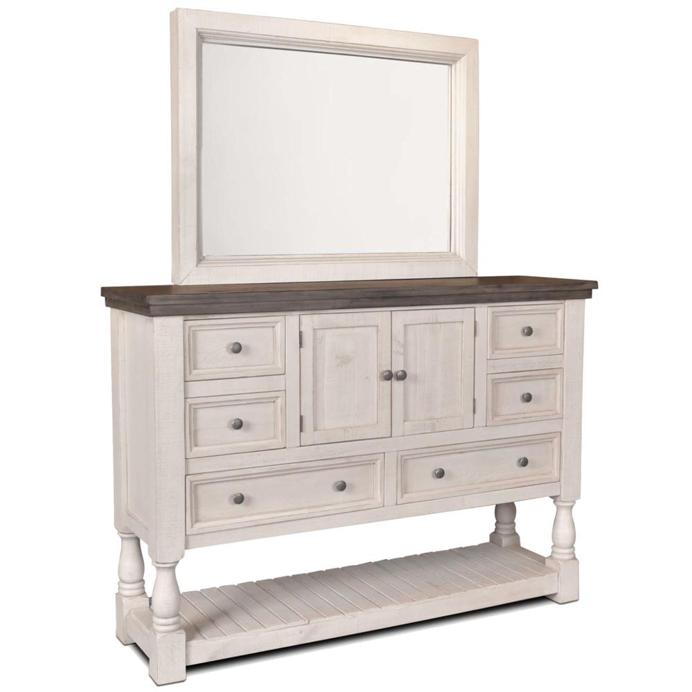 Rustic French Dresser and Mirror Set. Picture 1