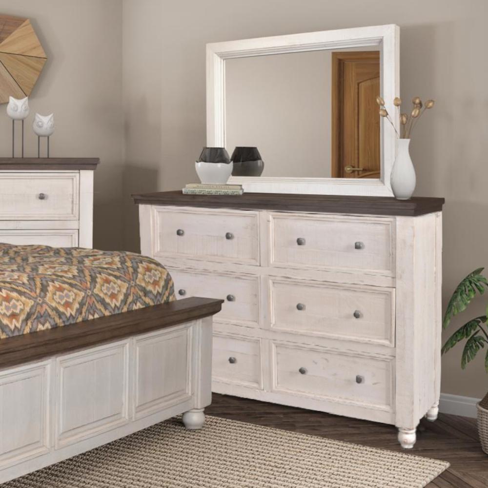 Rustic French 6 Drawer Double Dresser. Picture 2