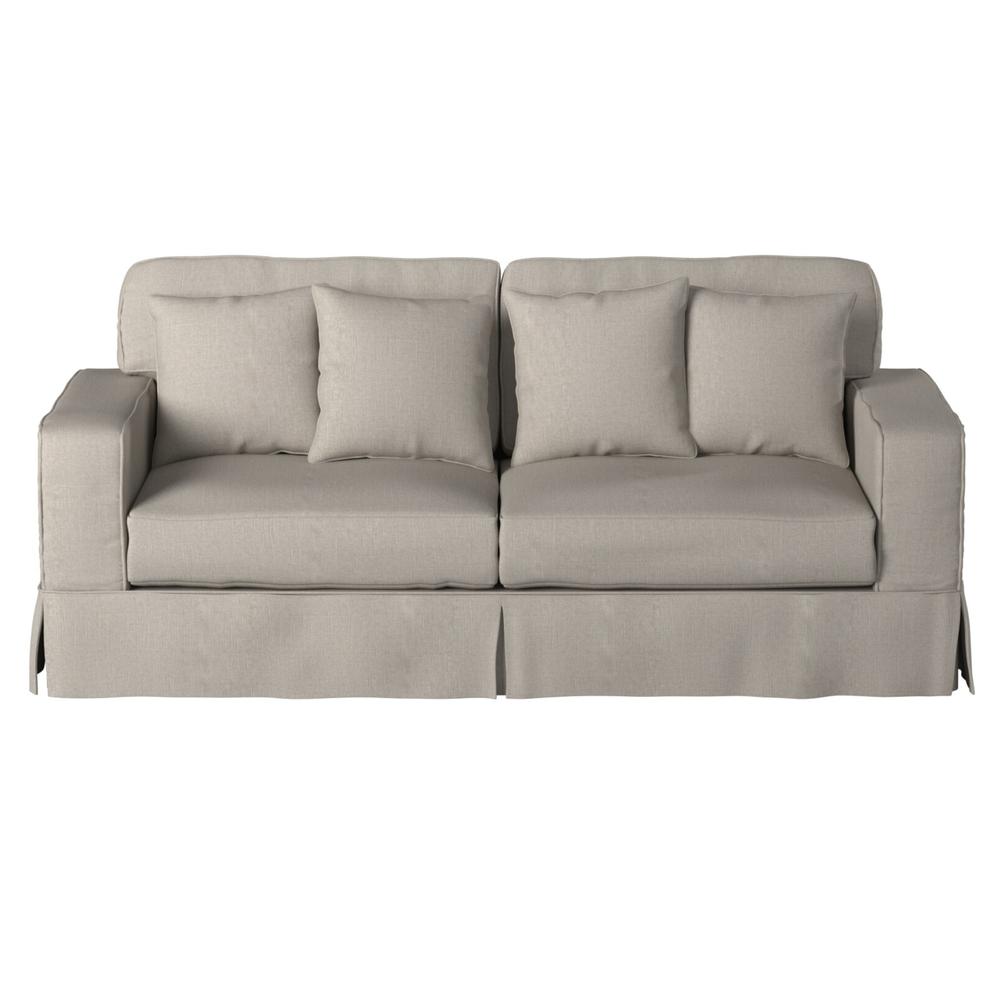 Americana Box Cushion Track Arm Slipcovered Sofa. Picture 4