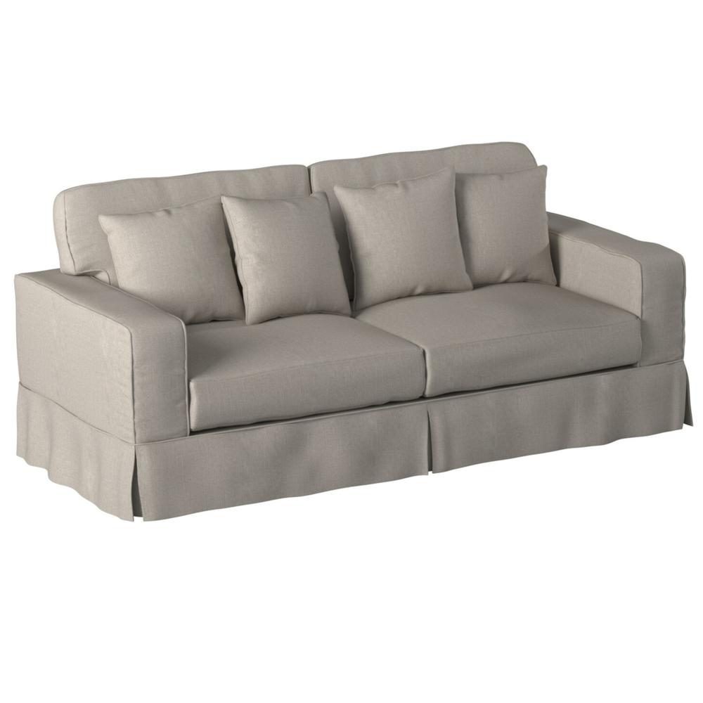 Americana Box Cushion Track Arm Slipcovered Sofa. Picture 1