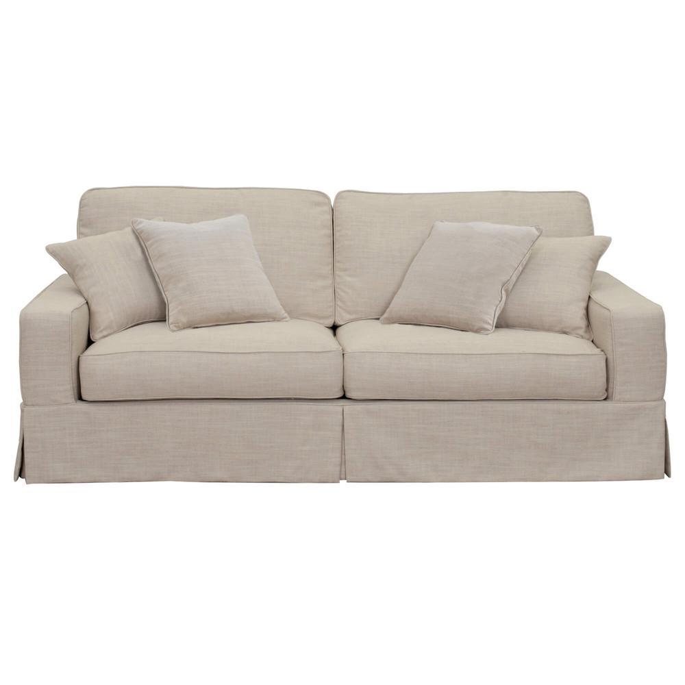 Americana Box Cushion Track Arm Slipcovered Sofa. Picture 4