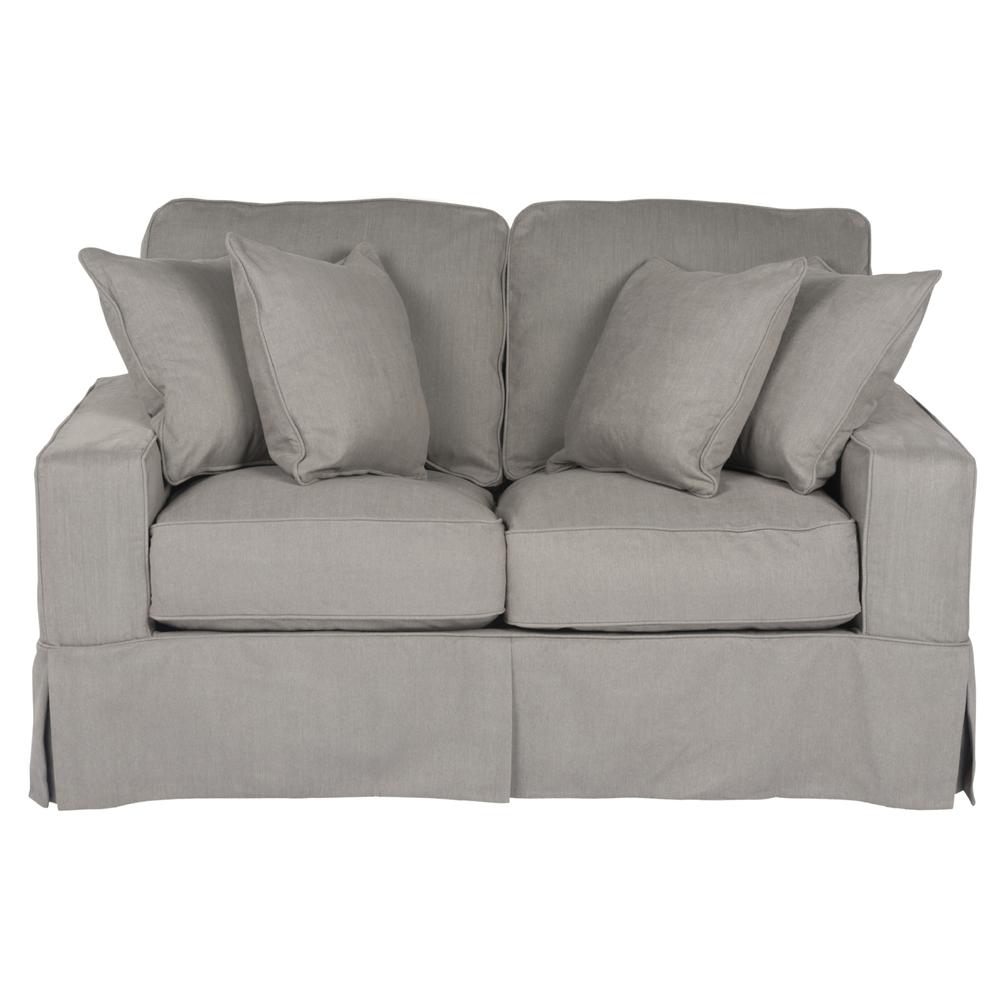 Americana Box Cushion Track Arm Slipcovered Loveseat. Picture 2