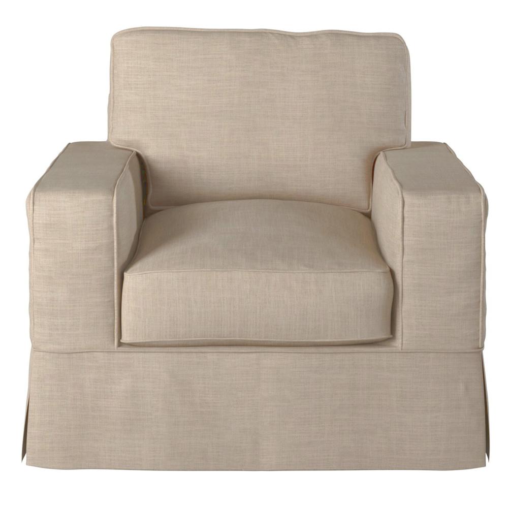 Americana Box Cushion Track Arm Slipcovered Chair. Picture 6
