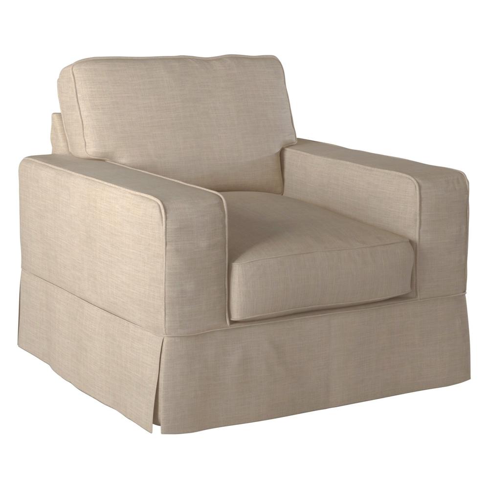 Americana Box Cushion Track Arm Slipcovered Chair. Picture 2