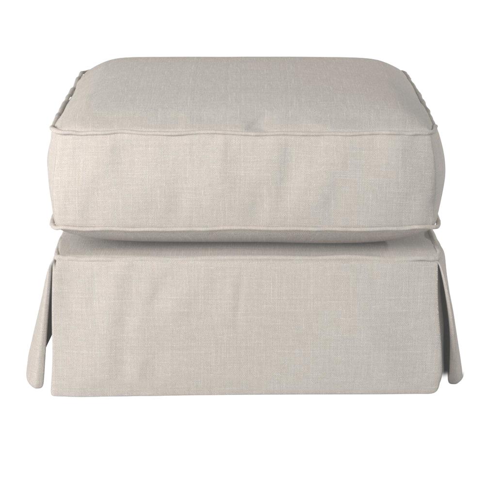 Americana Box Cushion Slipcovered Ottoman. Picture 2