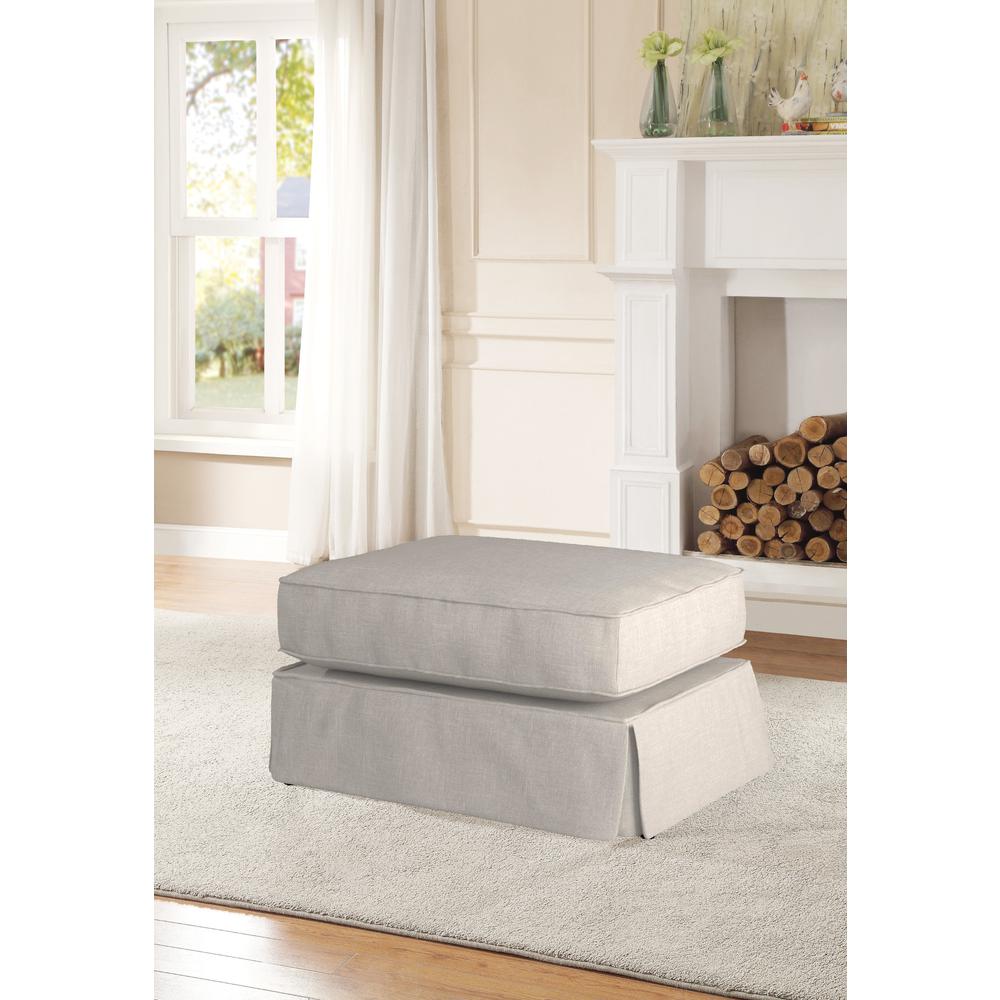 Americana Box Cushion Slipcovered Ottoman. Picture 4