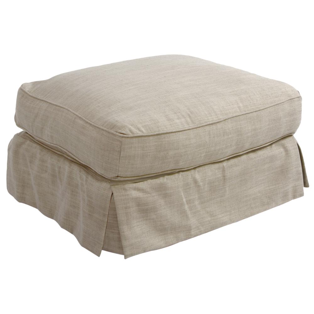 Americana Box Cushion Slipcovered Ottoman. Picture 4