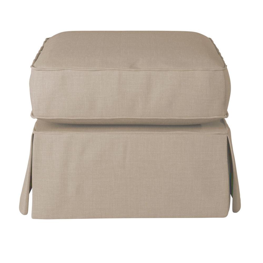 Americana Box Cushion Slipcovered Ottoman. Picture 5