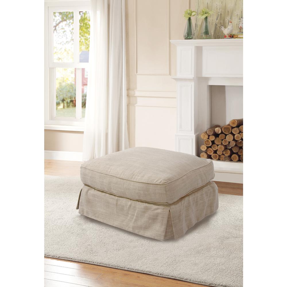 Americana Box Cushion Slipcovered Ottoman. Picture 2
