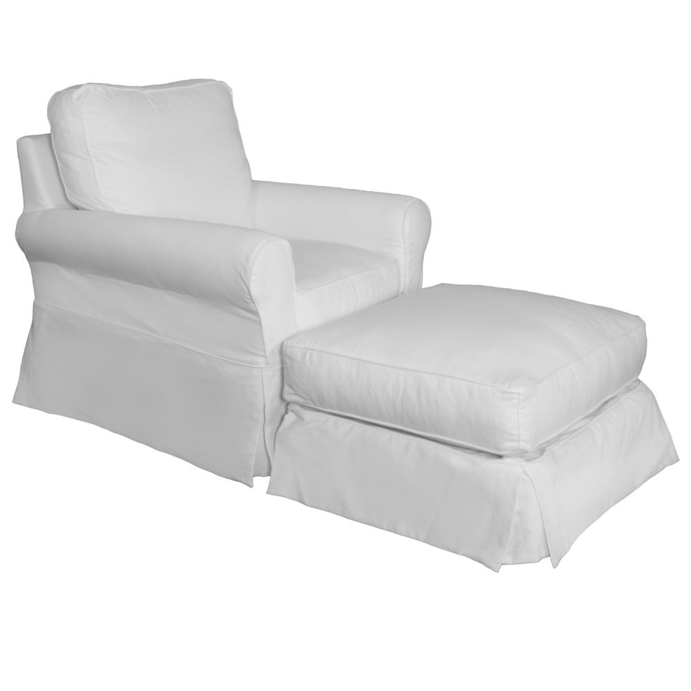 Horizon Slipcovered Swivel Rocking Chair and Ottoman. Picture 4