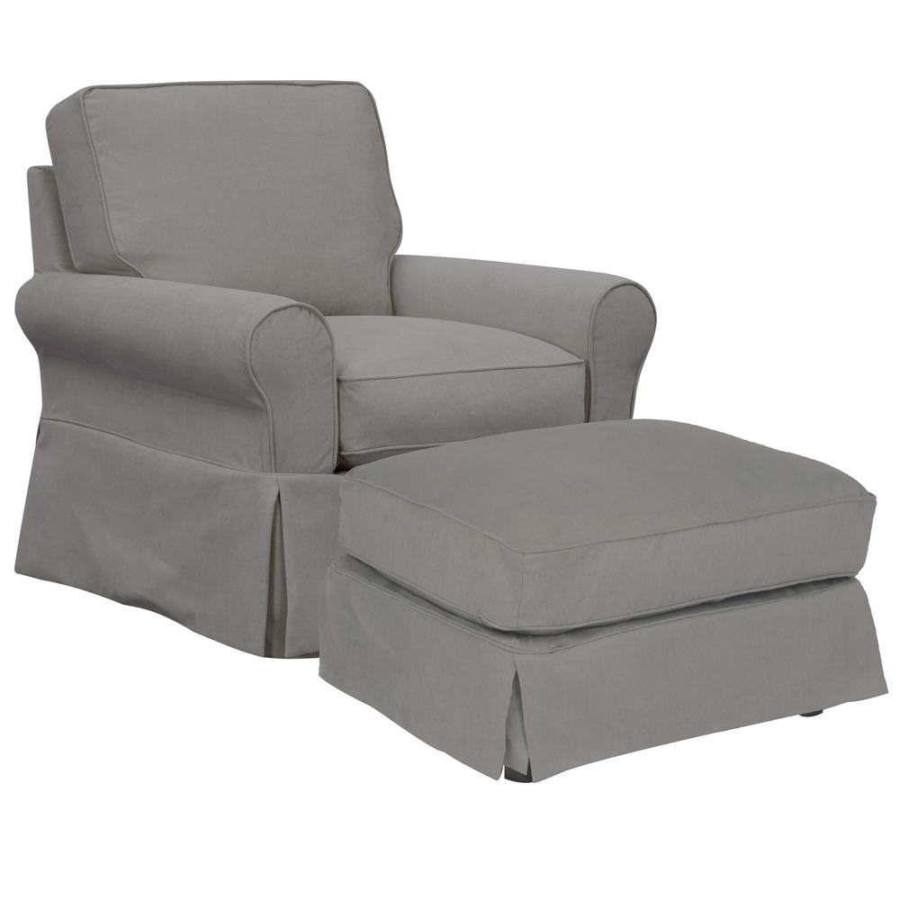 Horizon Slipcovered Swivel Rocking Chair and Ottoman. Picture 5