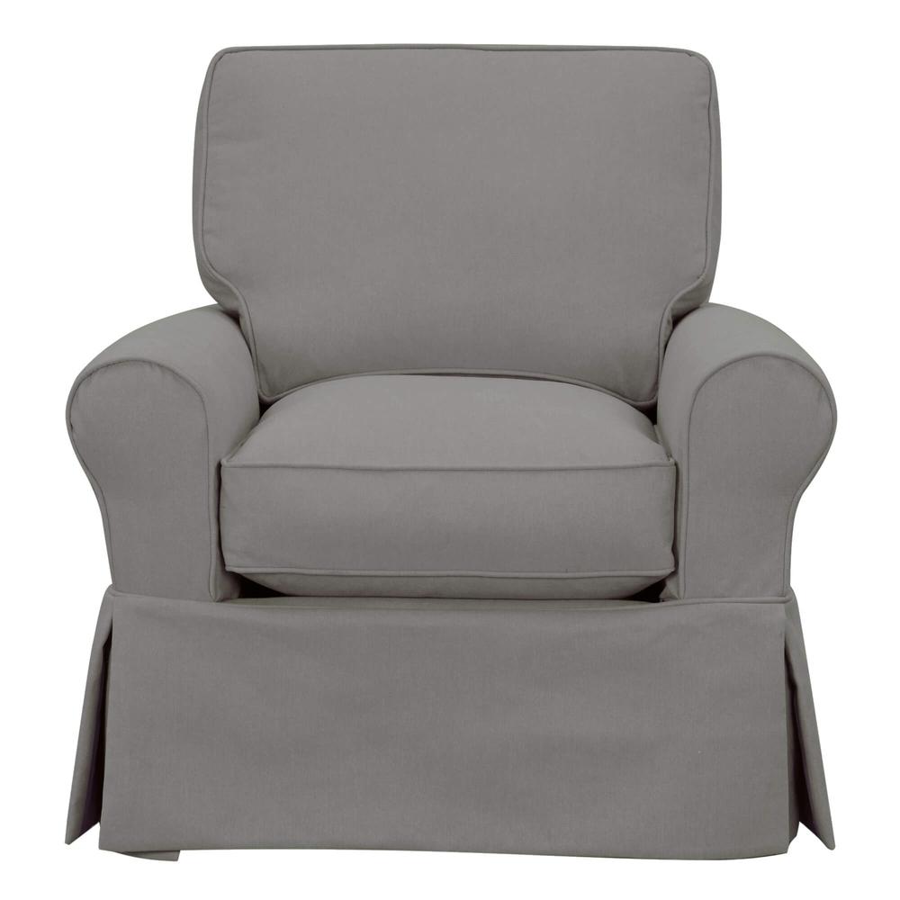 Horizon Slipcovered Swivel Rocking Chair and Ottoman. Picture 1