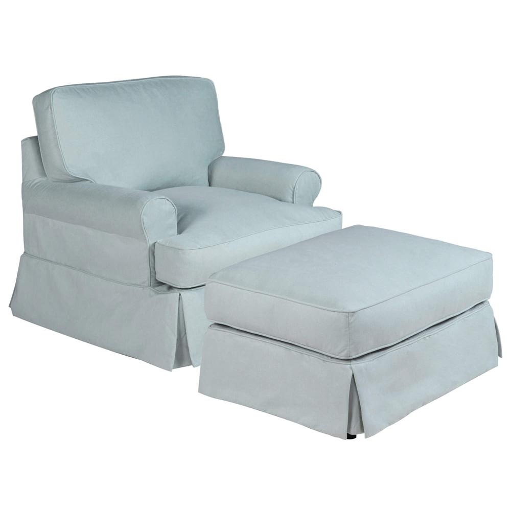 Horizon Slipcovered T-Cushion Chair with Ottoman. Picture 2