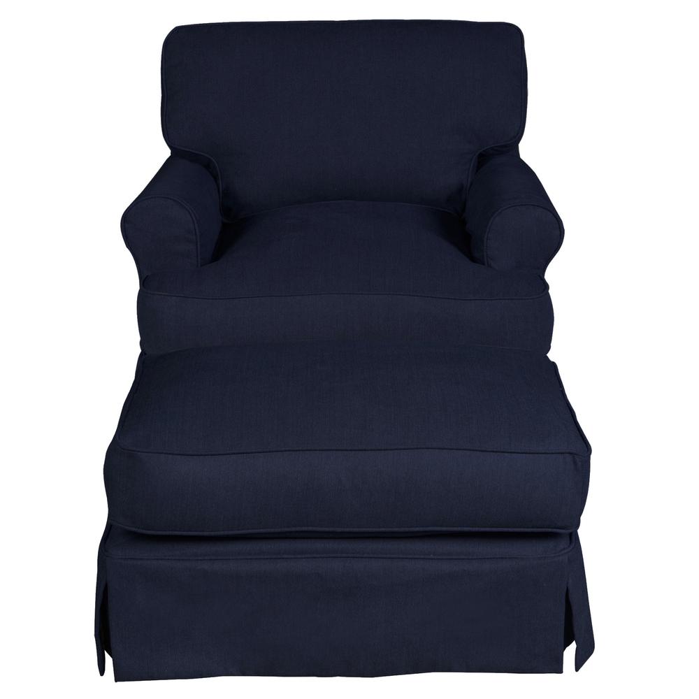Horizon Slipcovered T-Cushion Chair with Ottoman. Picture 1