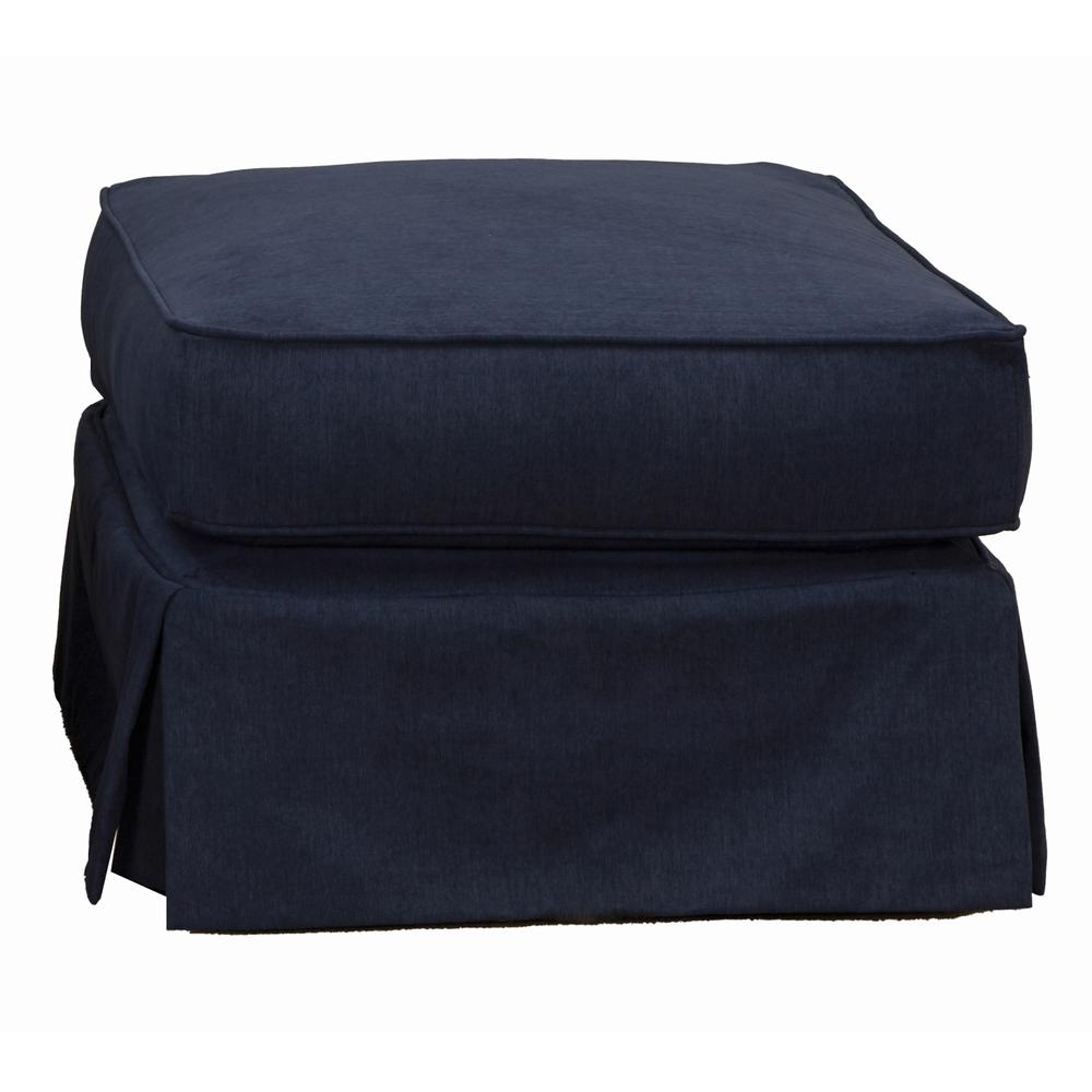 Horizon Slipcovered T-Cushion Chair with Ottoman. Picture 3