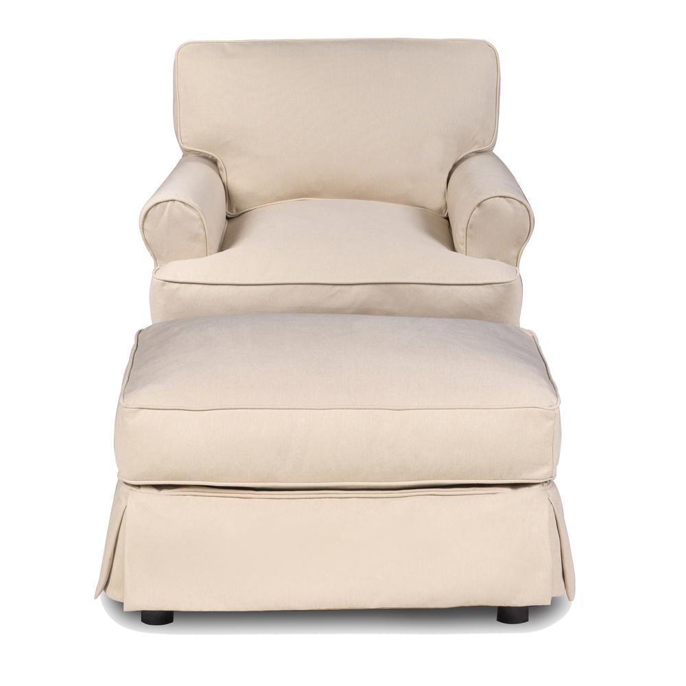 Horizon Slipcovered T-Cushion Chair with Ottoman. Picture 1