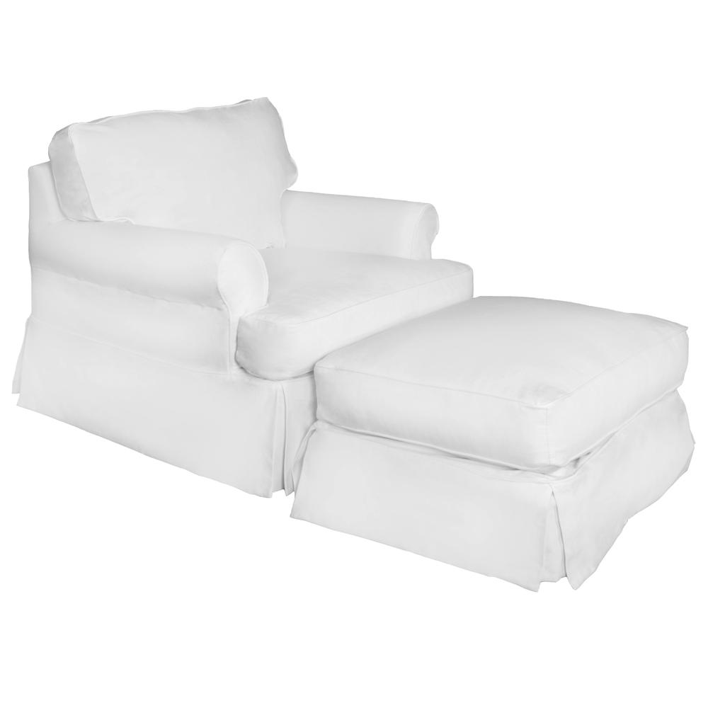 Horizon Slipcovered T-Cushion Chair with Ottoman. Picture 2