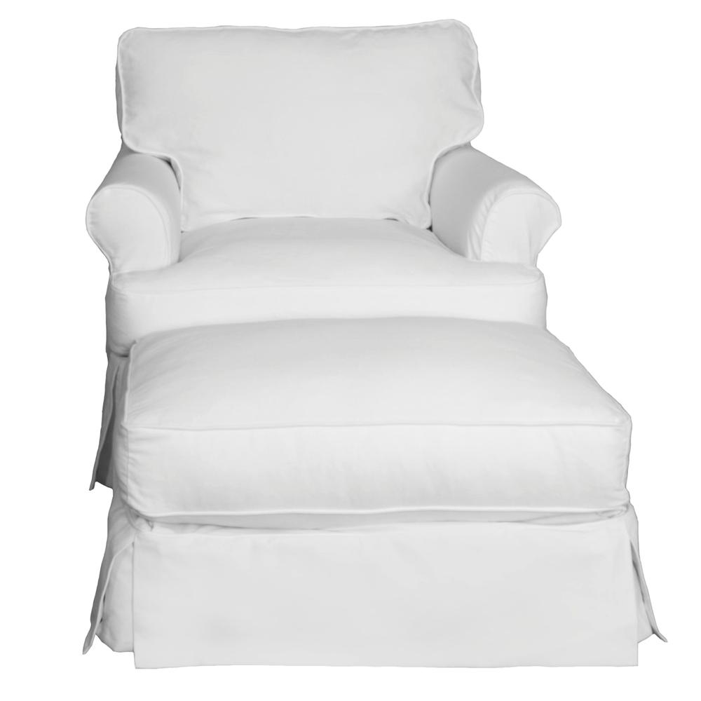 Horizon Slipcovered T-Cushion Chair with Ottoman. Picture 1