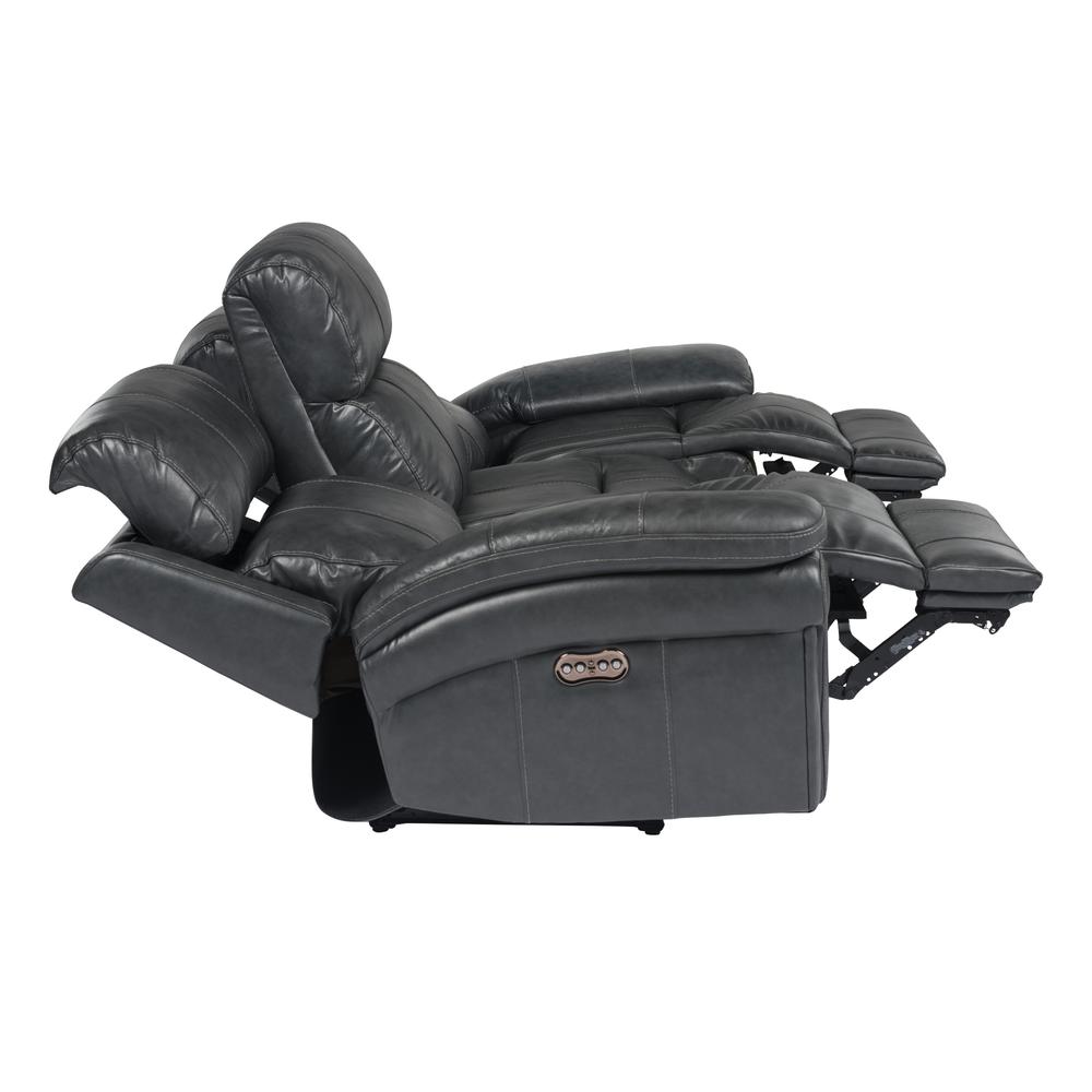 Luxe Leather Reclining Sofa with Power Headrest. Picture 6