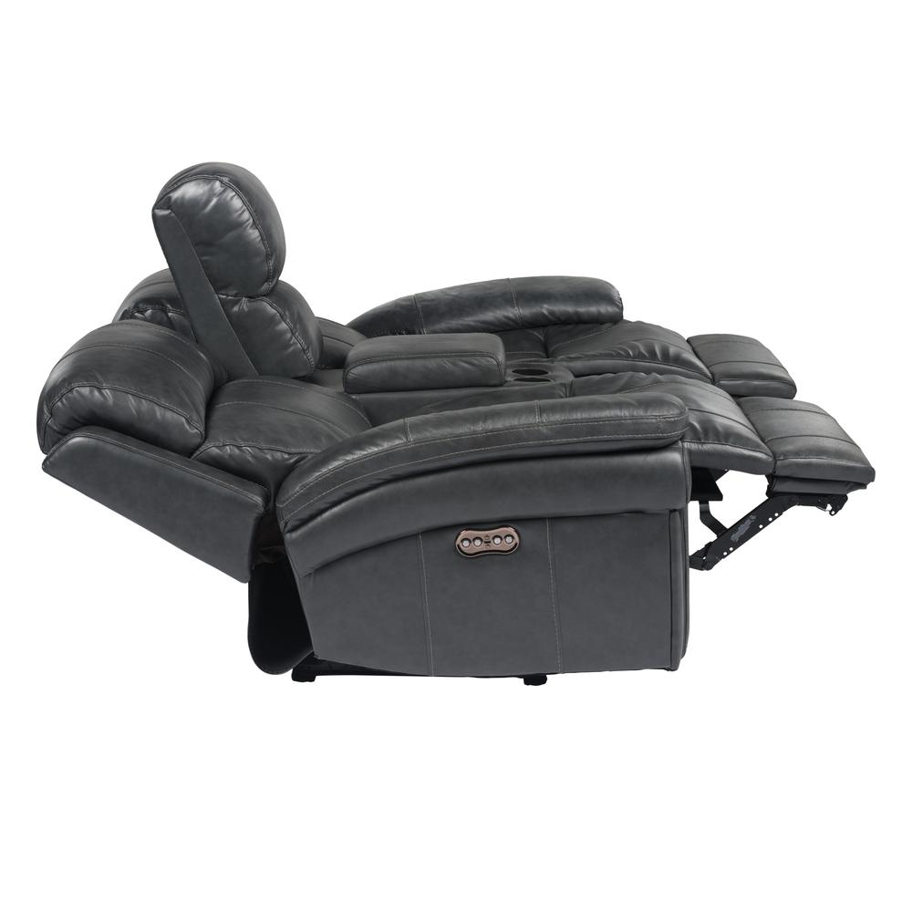 Luxe Leather Reclining Loveseat with Power Headrest and Console. Picture 7