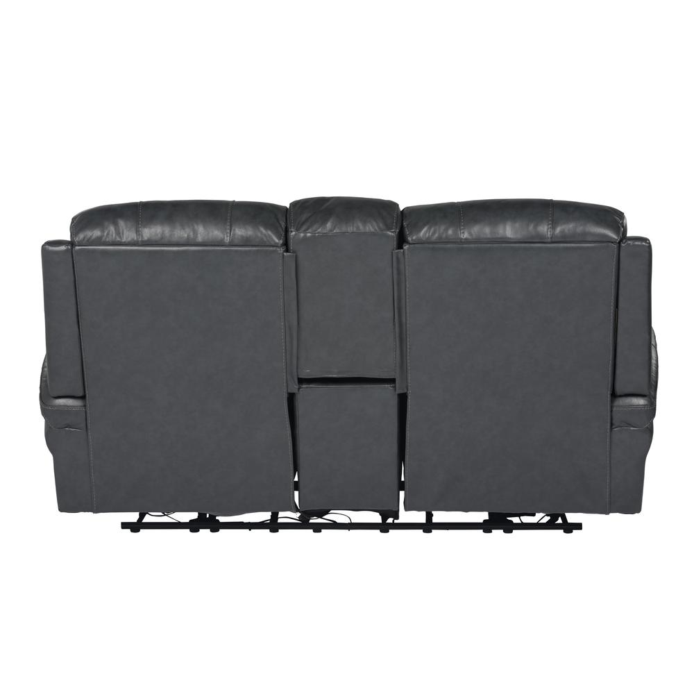 Luxe Leather Reclining Loveseat with Power Headrest and Console. Picture 11