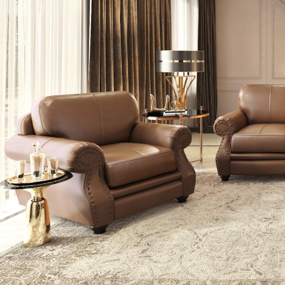 Charleston 42" Wide Top Grain Leather Armchair. Picture 2