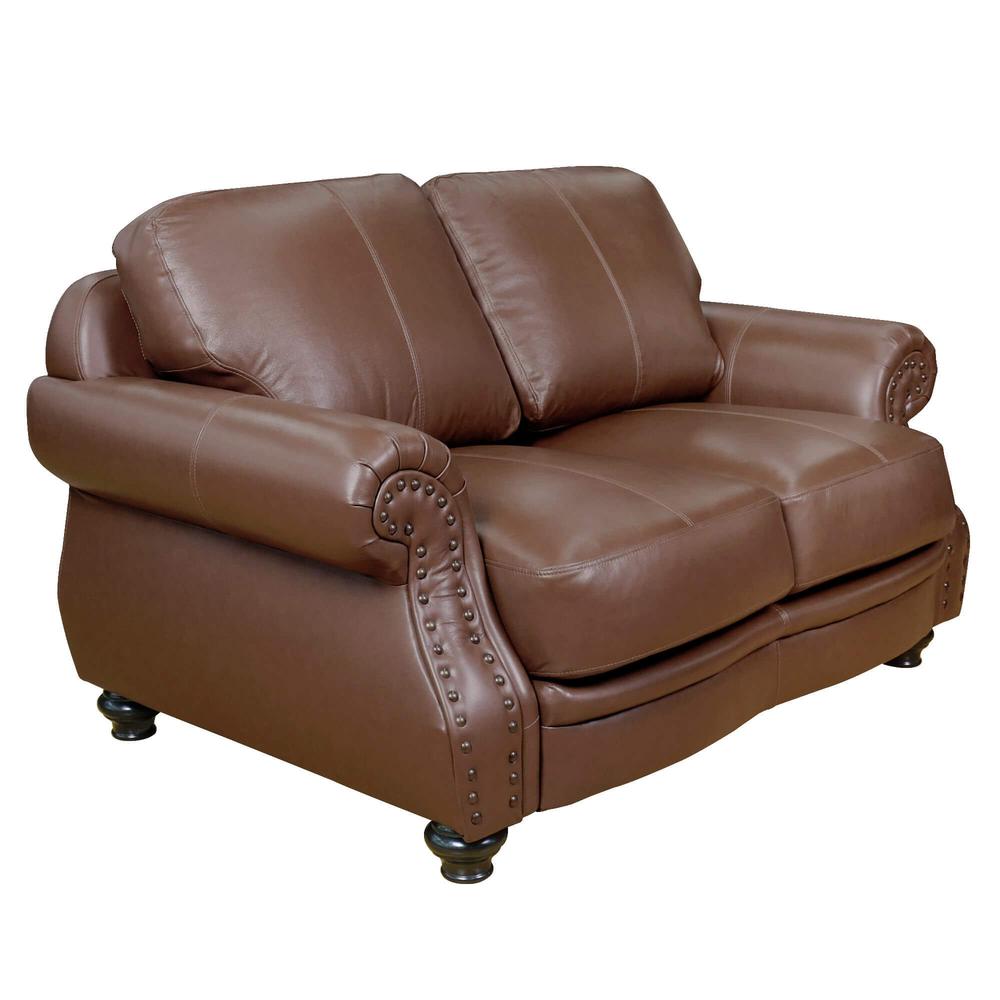 Charleston 63" Wide Top Grain Leather Loveseat. Picture 1