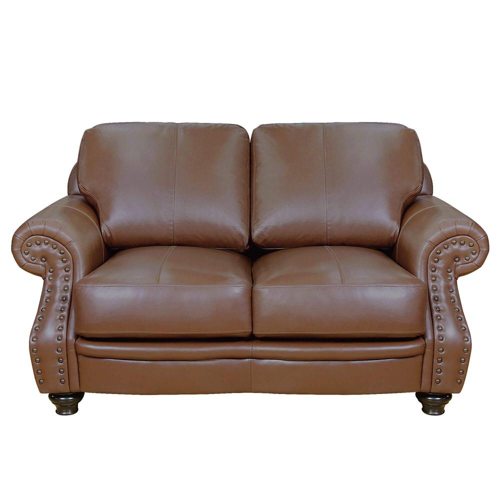 Charleston 63" Wide Top Grain Leather Loveseat. Picture 3