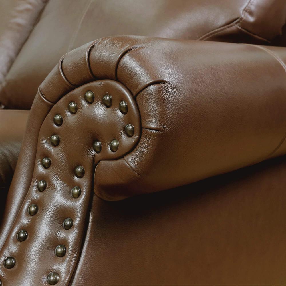 Charleston 63" Wide Top Grain Leather Loveseat. Picture 6