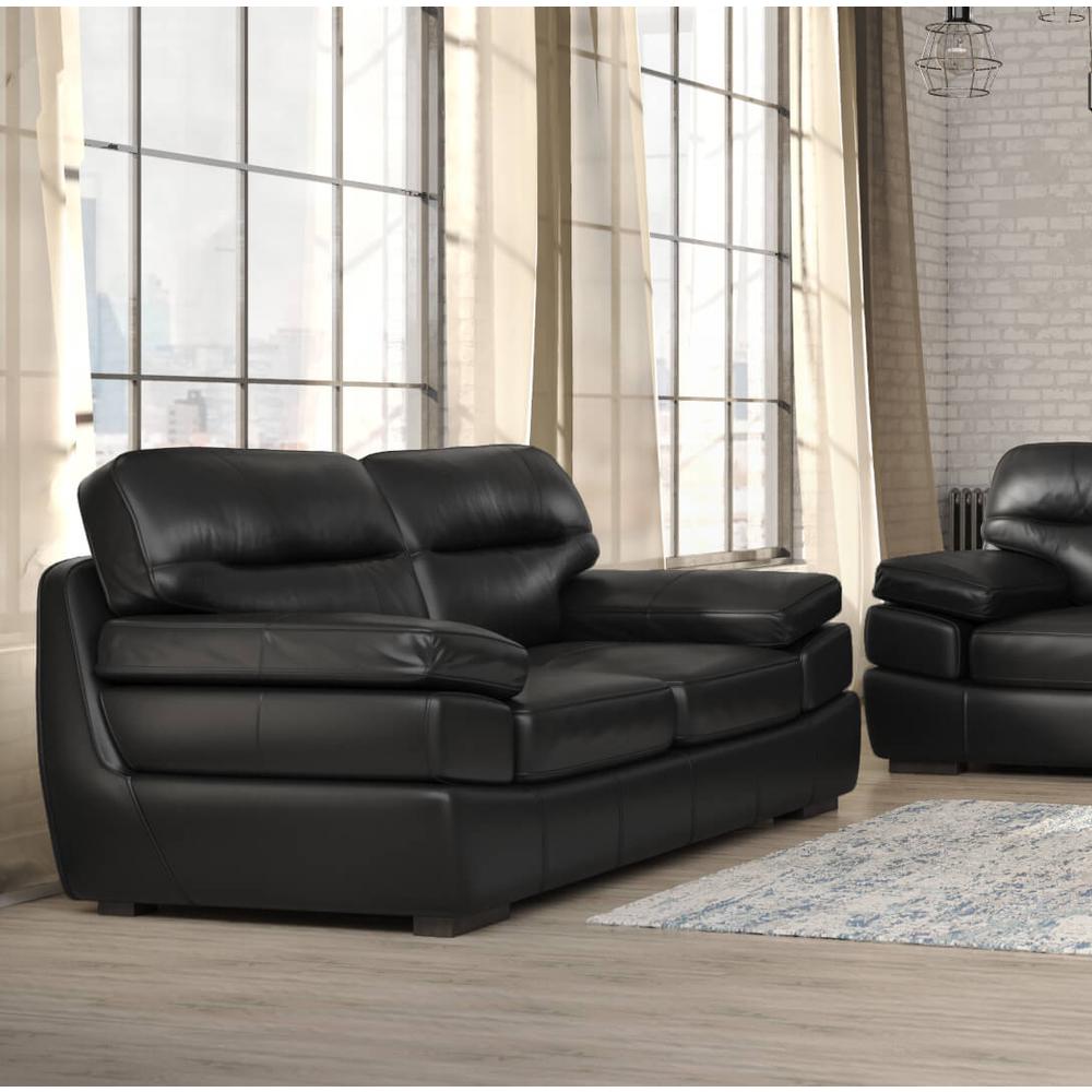 Jayson 73" Wide Top Grain Leather Loveseat. Picture 1