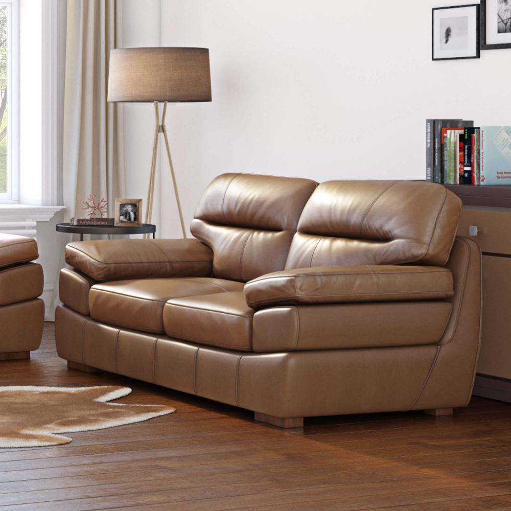 Jayson 73" Wide Top Grain Leather Loveseat. Picture 1