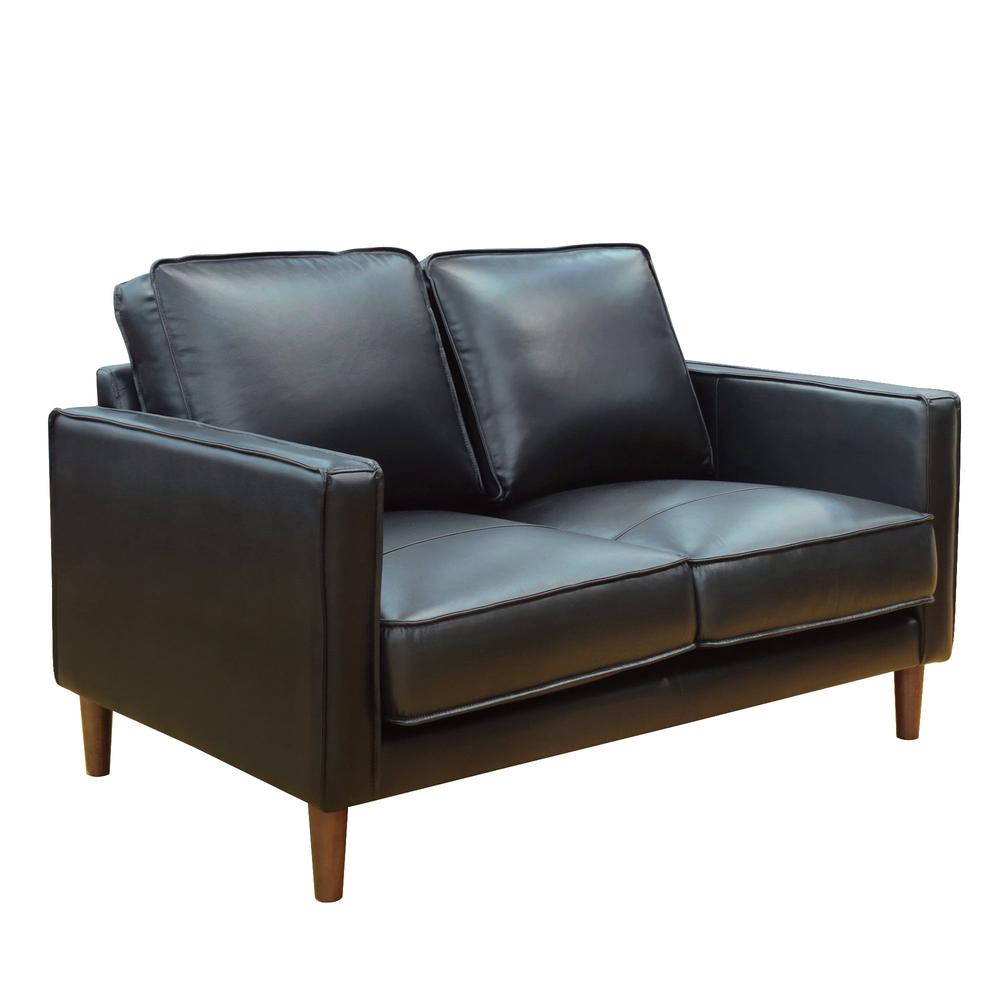 Prelude 55" Wide Black Top Grain Leather Loveseat. Picture 6
