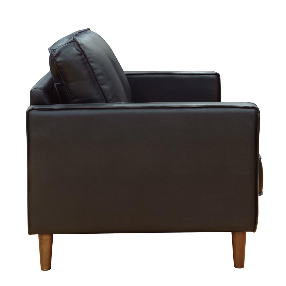 Prelude 55" Wide Black Top Grain Leather Loveseat. Picture 3