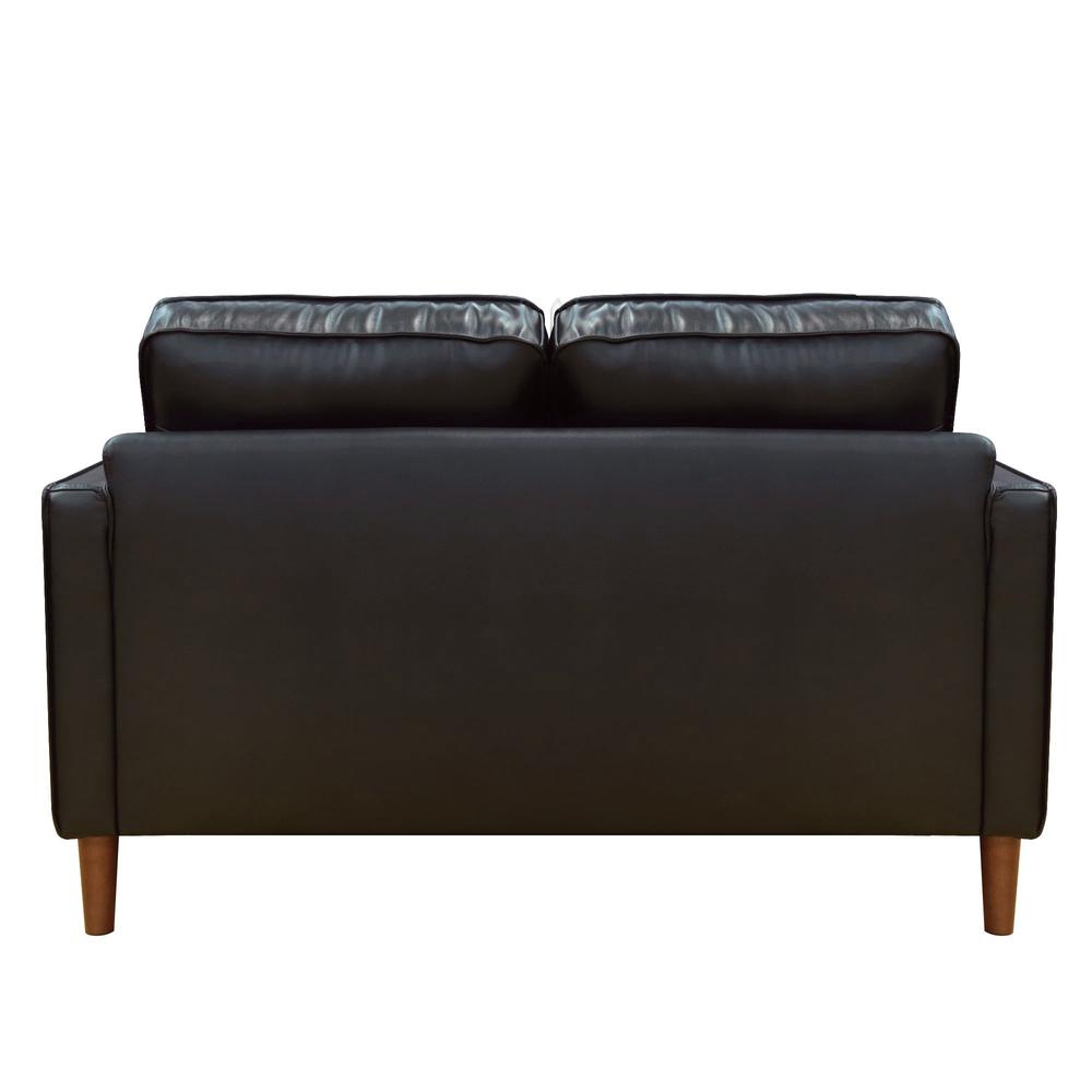 Prelude 55" Wide Black Top Grain Leather Loveseat. Picture 4